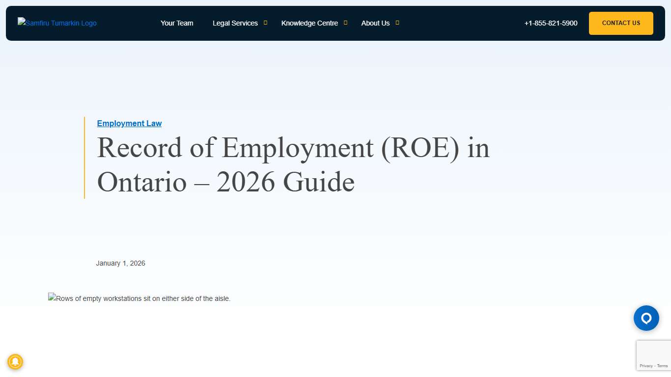 Record of Employment Ontario 2026 Guide for Employees - Samfiru Tumarkin LLP